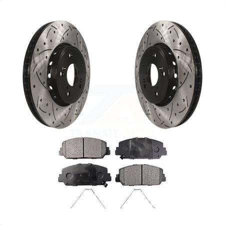 Front Coated Drilled Slotted Disc Brake Rotors And Ceramic Pads Kit For Acura RDX ILX KDT-100165 by Transit Auto