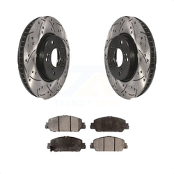 Front Coated Drilled Slotted Disc Brake Rotors And Ceramic Pads Kit For Honda Accord KDT-100166
