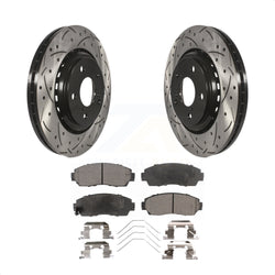 Front Coated Drilled Slotted Disc Brake Rotors And Ceramic Pads Kit For Honda Odyssey Passport KDT-100169