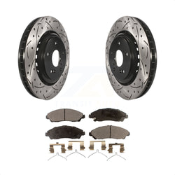 Front Coated Drilled Slotted Disc Brake Rotors And Ceramic Pads Kit For 2014-2016 Acura MDX KDT-100174