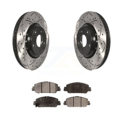 Front Coated Drilled Slotted Disc Brake Rotors And Ceramic Pads Kit For 2017 Honda Accord Hybrid EX-L Touring KDT-100188