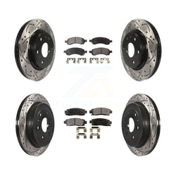 Front Rear Coated Drilled Slotted Disc Brake Rotors And Ceramic Pads Kit For Chevrolet Traverse GMC Acadia Buick Enclave Saturn Outlook Limited KDT-100199
