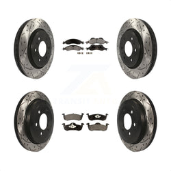 Front Rear Coated Drilled Slotted Disc Brake Rotors And Ceramic Pads Kit For 2007-2009 Ford Expedition Lincoln Navigator KDT-100224