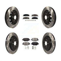 Front Rear Coated Drilled Slotted Disc Brake Rotors And Ceramic Pads Kit For Ford Explorer Police Interceptor Utility Lincoln MKS Flex Taurus MKT KDT-100239