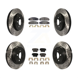 Front Rear Coated Drilled Slotted Disc Brake Rotors And Ceramic Pads Kit For Dodge Charger Chrysler 300 Challenger Magnum KDT-100256