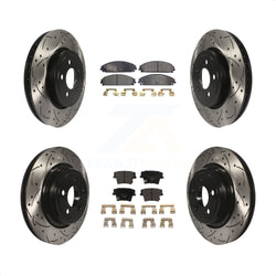 Front Rear Coated Drilled Slotted Disc Brake Rotors And Ceramic Pads Kit For Dodge Charger With Police Package KDT-100257