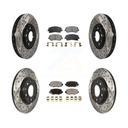 Front Rear Coated Drilled Slotted Disc Brake Rotors And Ceramic Pads Kit For 2015-2017 Chrysler 200 With 305mm Diameter Rotor KDT-100272
