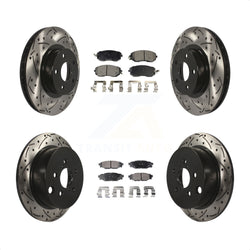 Front Rear Coated Drilled Slotted Disc Brake Rotors And Ceramic Pads Kit For Subaru Impreza KDT-100275