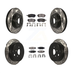 Front Rear Coated Drilled Slotted Disc Brake Rotors And Ceramic Pads Kit For Subaru Impreza KDT-100276