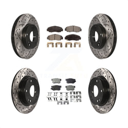 Front Rear Coated Drilled Slotted Disc Brake Rotors And Ceramic Pads Kit For Acura CSX KDT-100282