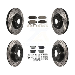 Front Rear Coated Drilled Slotted Disc Brake Rotors And Ceramic Pads Kit For Honda Civic Acura CSX KDT-100289
