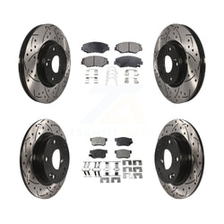 Front Rear Coated Drilled Slotted Disc Brake Rotors And Ceramic Pads Kit For Honda Civic Acura ILX KDT-100291