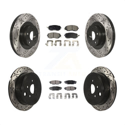 Front Rear Coated Drilled Slotted Disc Brake Rotors And Ceramic Pads Kit For Subaru Impreza Outback Forester Legacy KDT-100295