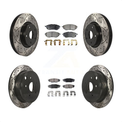 Front Rear Coated Drilled Slotted Disc Brake Rotors And Ceramic Pads Kit For Subaru WRX KDT-100299