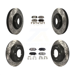 Front Rear Coated Drilled Slotted Disc Brake Rotors And Ceramic Pads Kit For Kia Forte Forte5 SX KDT-100314