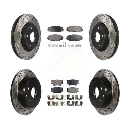 Front Rear Coated Drilled Slotted Disc Brake Rotors And Ceramic Pads Kit For Toyota RAV4 KDT-100317 by Transit Auto