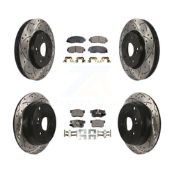 Front Rear Coated Drilled Slotted Disc Brake Rotors And Ceramic Pads Kit For Honda CR-V Acura RDX KDT-100323