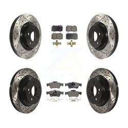 Front Rear Coated Drilled Slotted Disc Brake Rotors And Ceramic Pads Kit For Mercedes-Benz CLS550 CLS500 E550 KDT-100327