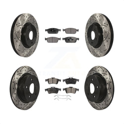 Front Rear Coated Drilled Slotted Disc Brake Rotors And Ceramic Pads Kit For Ford Escape Connect KDT-100329