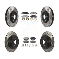 Front Rear Coated Drilled Slotted Disc Brake Rotors And Ceramic Pads Kit For Honda Pilot Acura MDX ZDX KDT-100332