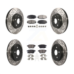 Front Rear Coated Drilled Slotted Disc Brake Rotors And Ceramic Pads Kit For Toyota Corolla Matrix Pontiac Vibe KDT-100342
