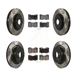 Front Rear Coated Drilled Slotted Disc Brake Rotors And Ceramic Pads Kit For INFINITI Q50 M37 Q60 Q70 Q70L QX70 M56 FX50 KDT-100353