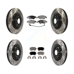 Front Rear Coated Drilled Slotted Disc Brake Rotors And Ceramic Pads Kit For Audi Q5 S5 KDT-100359