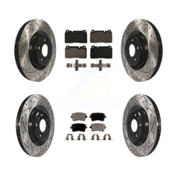 Front Rear Coated Drilled Slotted Disc Brake Rotors And Ceramic Pads Kit For Audi Q5 KDT-100361