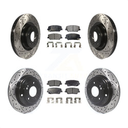 Front Rear Coated Drilled Slotted Disc Brake Rotors And Ceramic Pads Kit For Hyundai Genesis Coupe KDT-100364