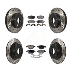 Front Rear Coated Drilled Slotted Disc Brake Rotors And Ceramic Pads Kit For Mercedes-Benz C300 C250 C230 KDT-100367