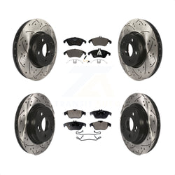 Front Rear Coated Drilled Slotted Disc Brake Rotors And Ceramic Pads Kit For Mercedes-Benz E350 C300 C350 KDT-100372
