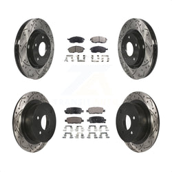 Front Rear Coated Drilled Slotted Disc Brake Rotors And Ceramic Pads Kit For Nissan Sentra Juke KDT-100373