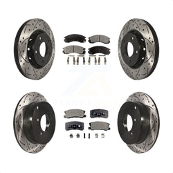Front Rear Coated Drilled Slotted Disc Brake Rotors And Ceramic Pads Kit For Mitsubishi Lancer KDT-100382