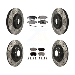 Front Rear Coated Drilled Slotted Disc Brake Rotors And Ceramic Pads Kit For Audi A4 Q5 A5 Quattro allroad KDT-100383