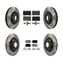 Front Rear Coated Drilled Slotted Disc Brake Rotors And Ceramic Pads Kit For Audi Q5 KDT-100385