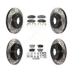 Front Rear Coated Drilled Slotted Disc Brake Rotors And Ceramic Pads Kit For Honda Civic KDT-100387