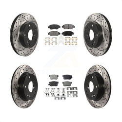 Front Rear Coated Drilled Slotted Disc Brake Rotors And Ceramic Pads Kit For 2013-2015 Acura ILX 1.5L KDT-100388