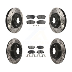 Front Rear Coated Drilled Slotted Disc Brake Rotors And Ceramic Pads Kit For Mazda 6 KDT-100392