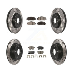 Front Rear Coated Drilled Slotted Disc Brake Rotors And Ceramic Pads Kit For Honda Accord KDT-100395