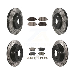 Front Rear Coated Drilled Slotted Disc Brake Rotors And Ceramic Pads Kit For Honda Accord KDT-100398