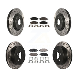 Front Rear Coated Drilled Slotted Disc Brake Rotors And Ceramic Pads Kit For Nissan Pathfinder Murano INFINITI QX60 JX35 KDT-100400