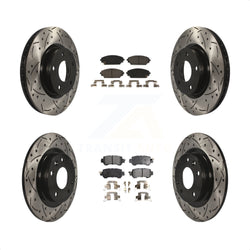 Front Rear Coated Drilled Slotted Disc Brake Rotors And Ceramic Pads Kit For 2016-2018 Mazda CX-3 AWD KDT-100406