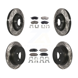 Front Rear Coated Drilled Slotted Disc Brake Rotors And Ceramic Pads Kit For Nissan Sentra KDT-100408