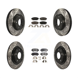 Front Rear Coated Drilled Slotted Disc Brake Rotors And Ceramic Pads Kit For 2016-2018 Mazda CX-3 FWD KDT-100410