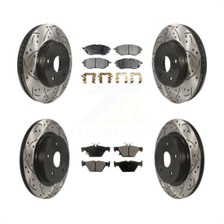 Front Rear Coated Drilled Slotted Disc Brake Rotors And Ceramic Pads Kit For 2015 Subaru Legacy 2.5L KDT-100417