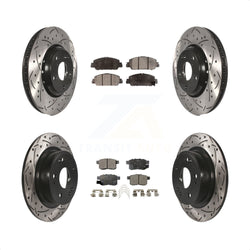 Front Rear Coated Drilled Slotted Disc Brake Rotors And Ceramic Pads Kit For 2017 Honda Accord Hybrid EX-L Touring KDT-100420