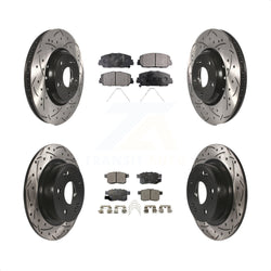 Front Rear Coated Drilled Slotted Disc Brake Rotors And Ceramic Pads Kit For Honda Accord KDT-100421