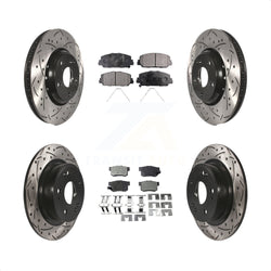 Front Rear Coated Drilled Slotted Disc Brake Rotors And Ceramic Pads Kit For 2017-2022 Acura ILX KDT-100422