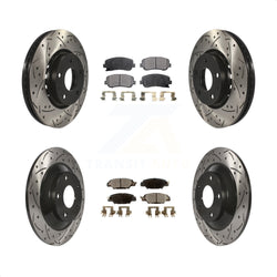 Front Rear Coated Drilled Slotted Disc Brake Rotors And Ceramic Pads Kit For Mazda CX-5 KDT-100423