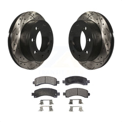 Rear Coated Drilled Slotted Disc Brake Rotors And Ceramic Pads Kit For Chevrolet Express 2500 GMC 3500 Savana KDT-100427
